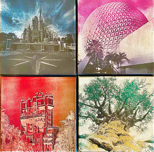Disney World Park Icons - Laser Engraved Canvas